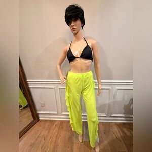 NWOT Neon Yellow Ruffle Pants